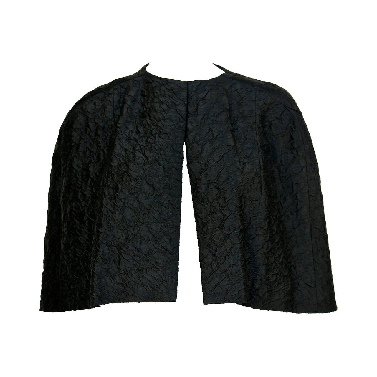 1960
s CRISTOBAL BALENCIAGA EISA haute couture black silk capelet