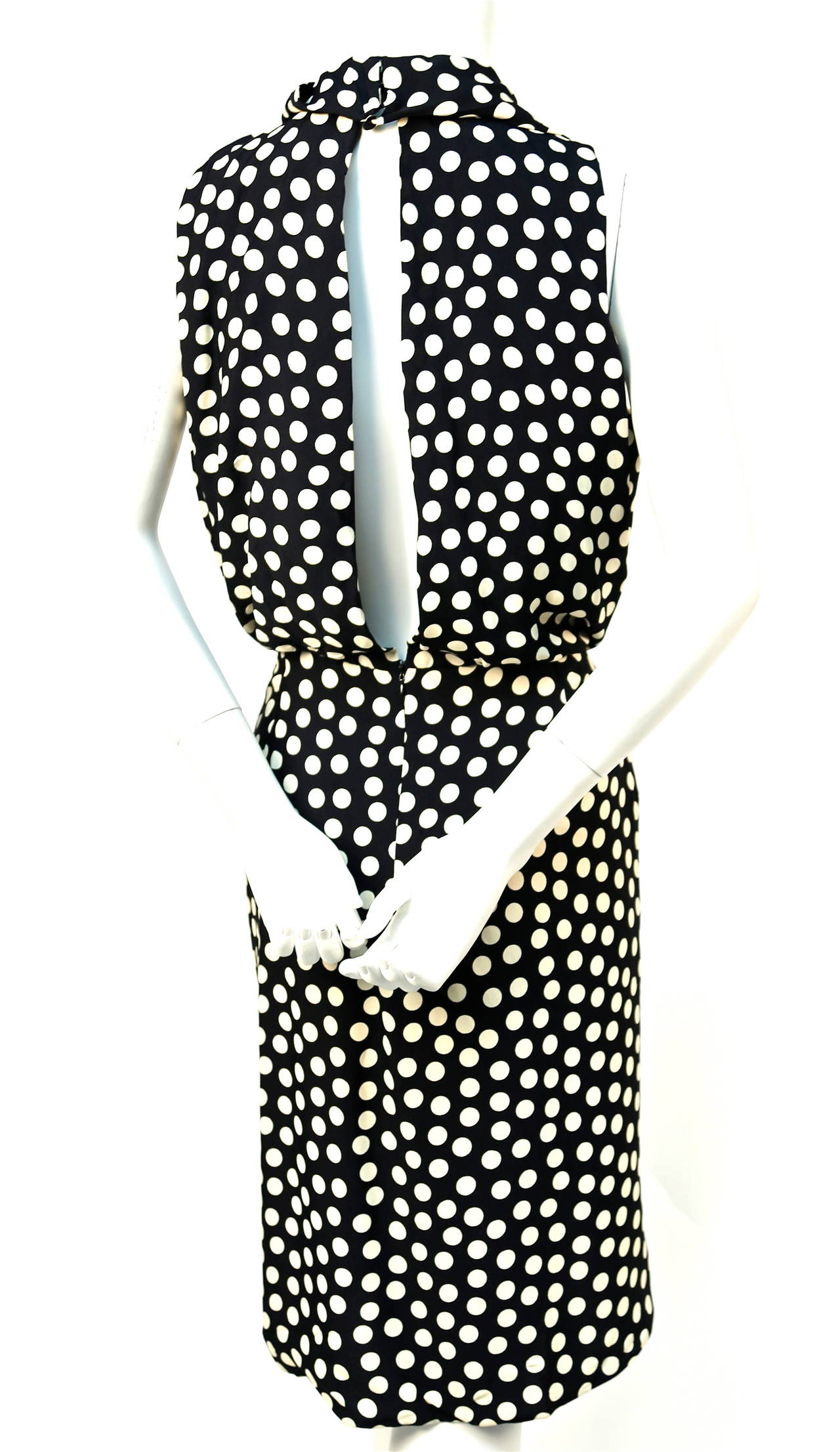 Women's CHRISTIAN LACROIX silk polka dot dress with asymmetrical hemline