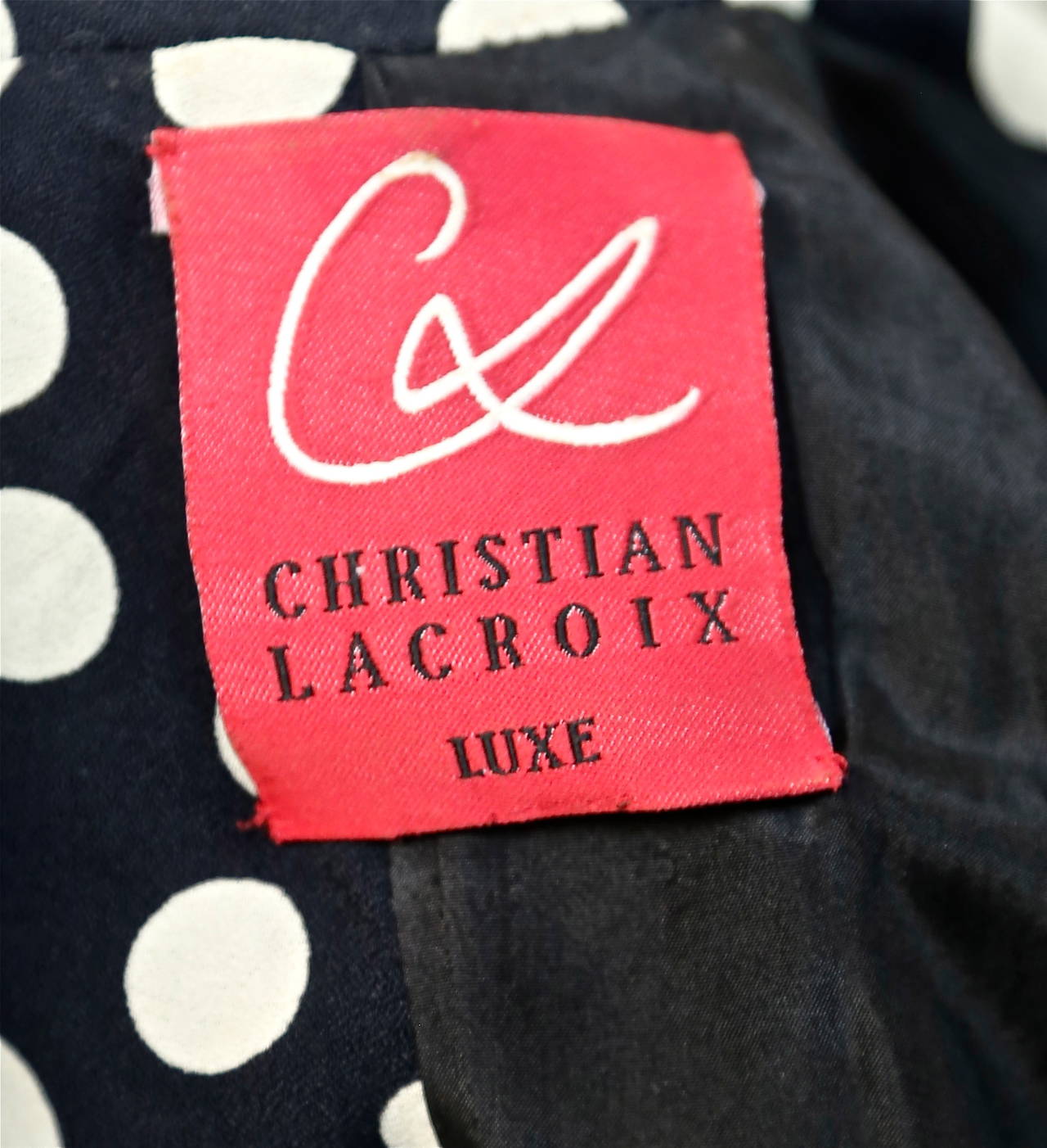 CHRISTIAN LACROIX silk polka dot dress with asymmetrical hemline 1