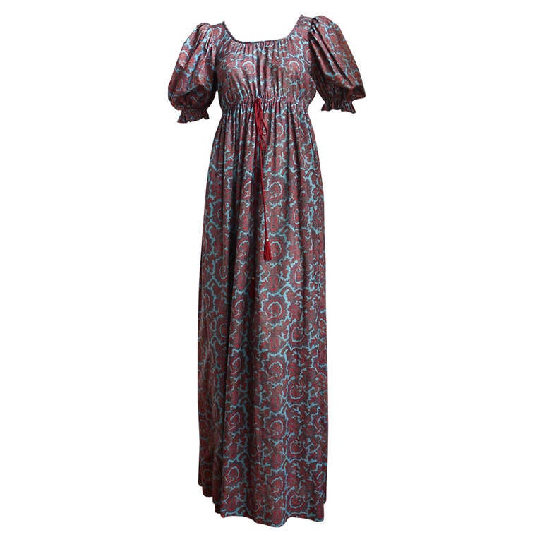 1970's YVES SAINT LAURENT cotton paisley floral maxi dress