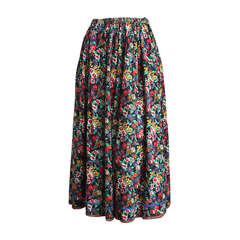 1970's YVES SAINT LAURENT cotton floral skirt with ric rac trim