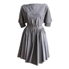 very rare 1980's AZZEDINE ALAIA taupe raw silk dress 12