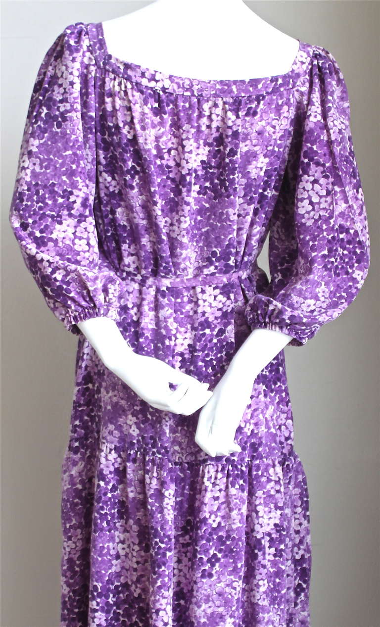 1970's SAINT LAURENT silk floral dress In Excellent Condition In San Fransisco, CA