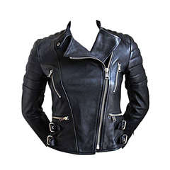 ver rare CELINE by PHOEBE PHILO black leather biker jacket - 1st season