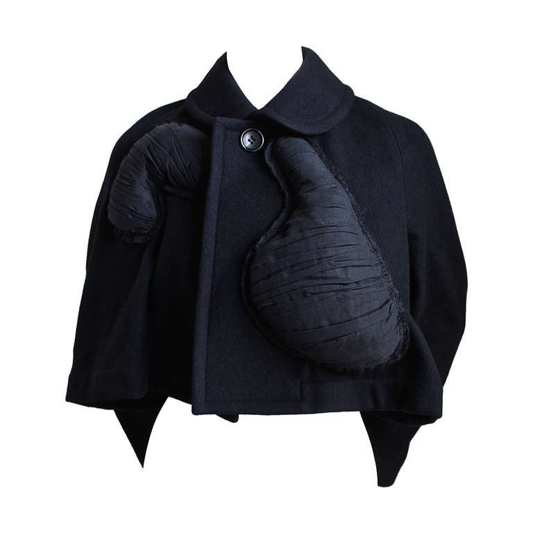 COMME des GARCONS 80S wool Balloon design shirring tailored jacket GJ-05027M black M