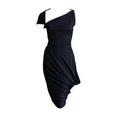 1950's PEDRO RODRIGUEZ haute couture asymmetrical draped wool jersey dress 3