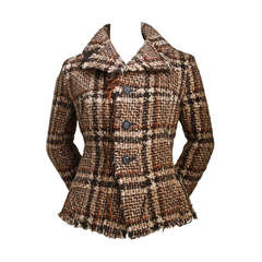 JUNYA WATANABE COMME DES GARCONS tweed plaid jacket with raw edges