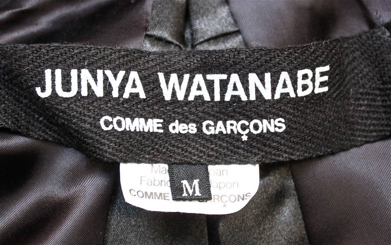 JUNYA WATANABE COMME DES GARCONS jet black wool and leather cape jacket 1