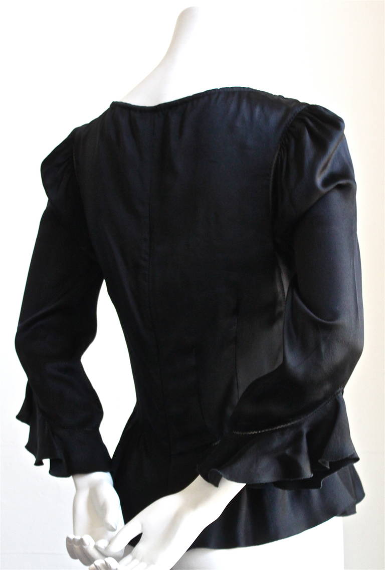 very rare ALEXANDER MCQUEEN black silk charmeuse top - 2002 In Good Condition In San Fransisco, CA