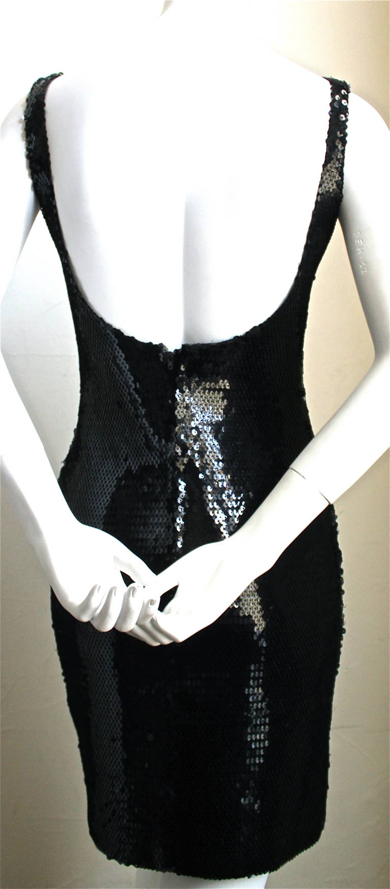 1980's STEPHEN SPROUSE black sequined mini dress In Excellent Condition In San Fransisco, CA
