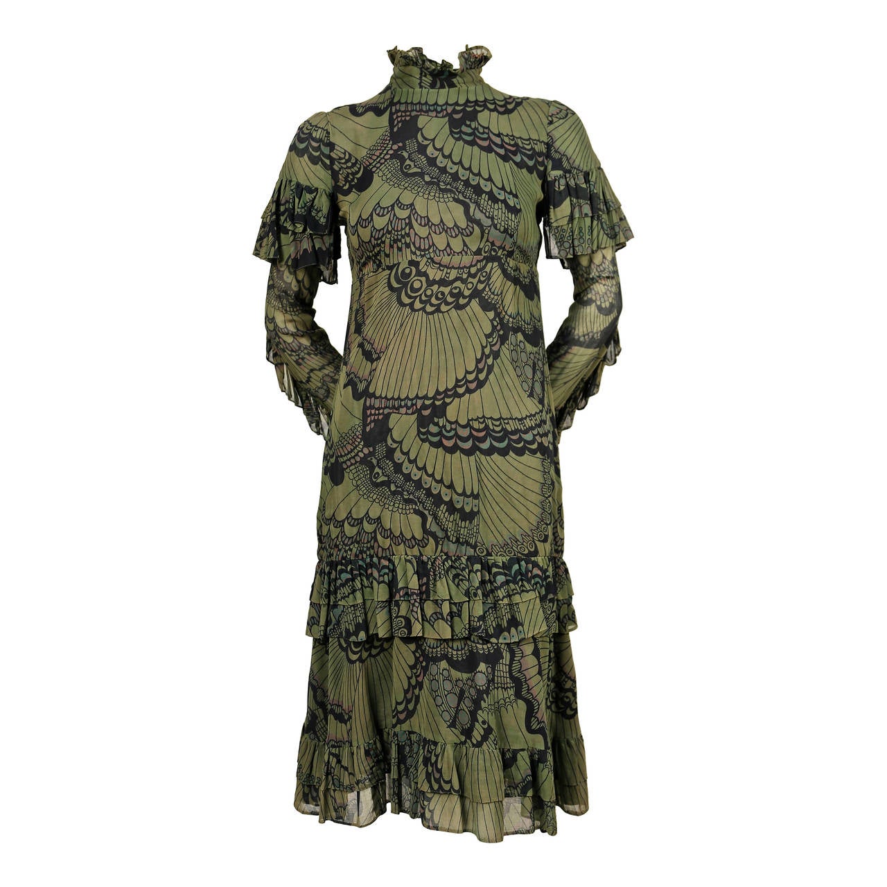 1970 THEA PORTER 'peacock feather' cotton voile dress at 1stDibs ...