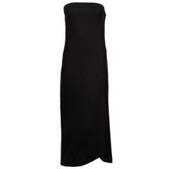 1960's GALANOS black wool strapless dress with asymmetrical seaming & hemline