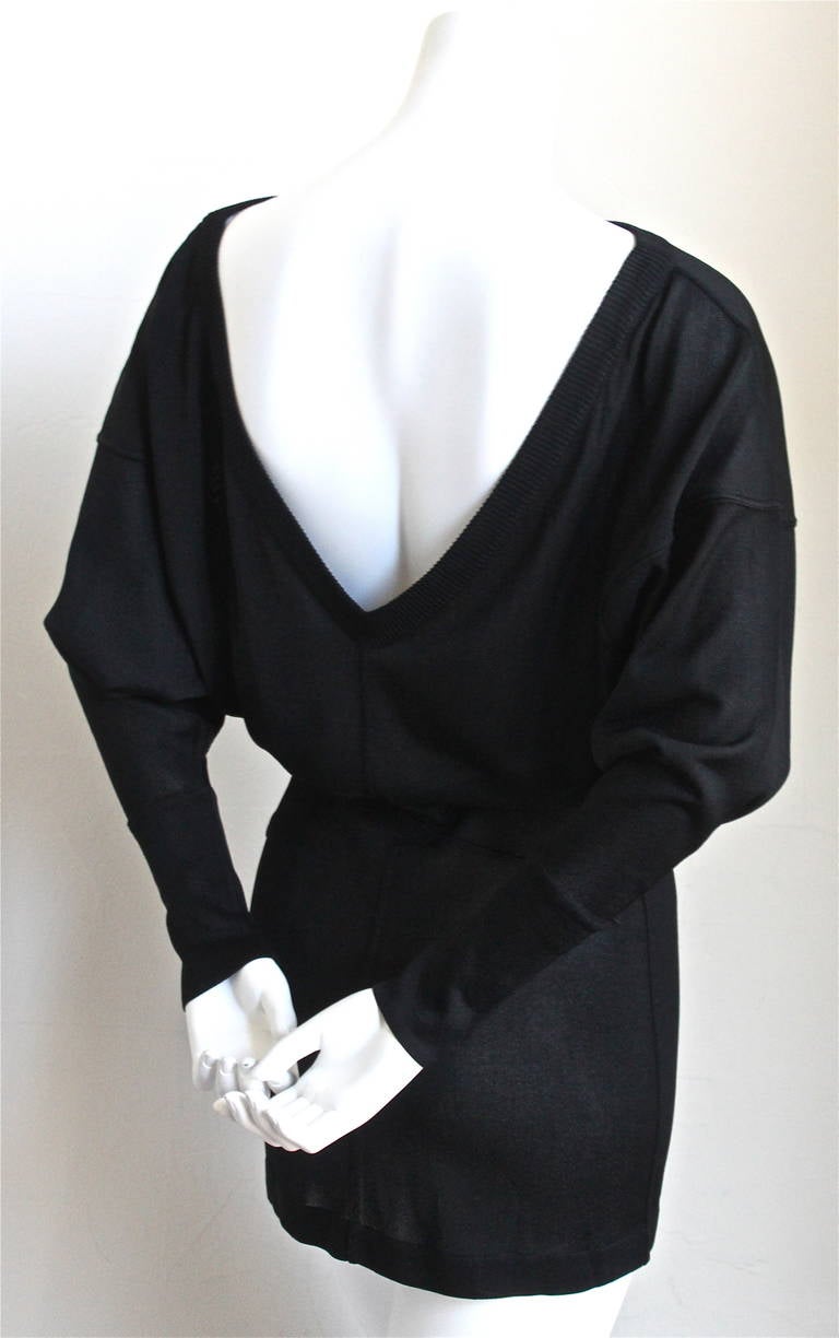 1980's AZZEDINE ALAIA black tunic with deep V back