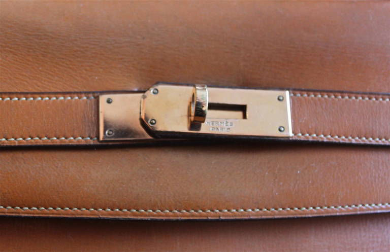 1945 HERMES KELLY retourne 35 cm veau box leather with shoulder strap ...