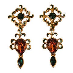 Vintage YVES SAINT LAURENT faceted glass drop earrings