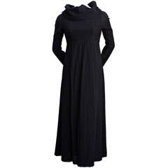 ROMEO GIGLI black empire waist dress with cowl neckline