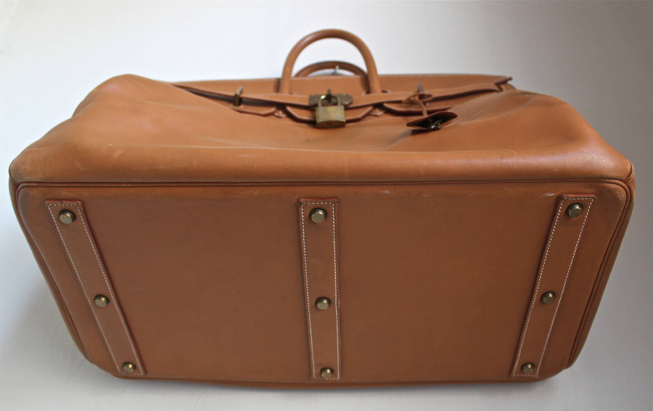 1983 HERMES Haut à Courroies 50 cm cache natural leather Birkin travel bag 4