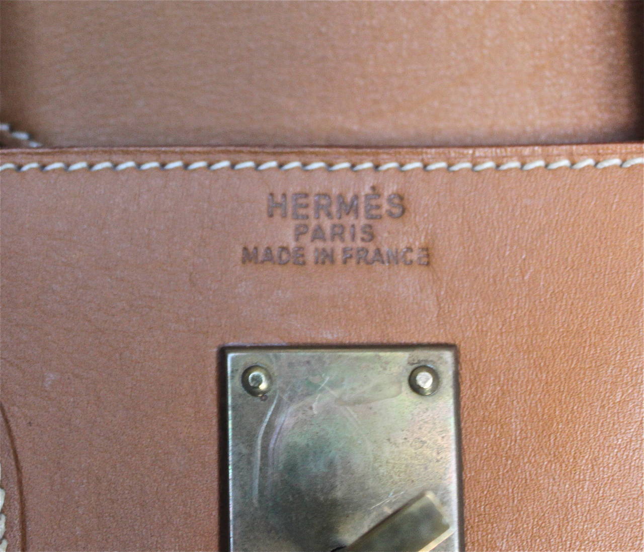 1983 HERMES Haut  Courroies 50 cm cache natural leather Birkin ...  