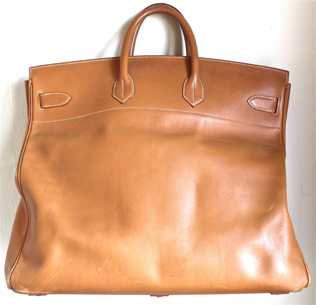 1983 HERMES Haut à Courroies 50 cm cache natural leather Birkin travel bag 3