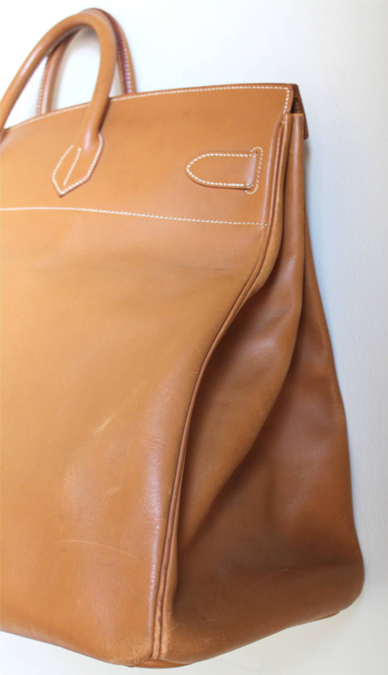 1983 HERMES Haut à Courroies 50 cm cache natural leather Birkin travel bag 2