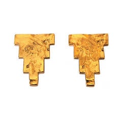 1990's YVES SAINT LAURENT geometric shaped earrings with organic finish 3