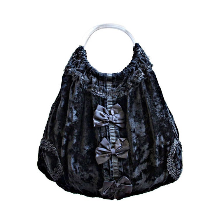 COMME DES GARCONS black velvet bag with bows