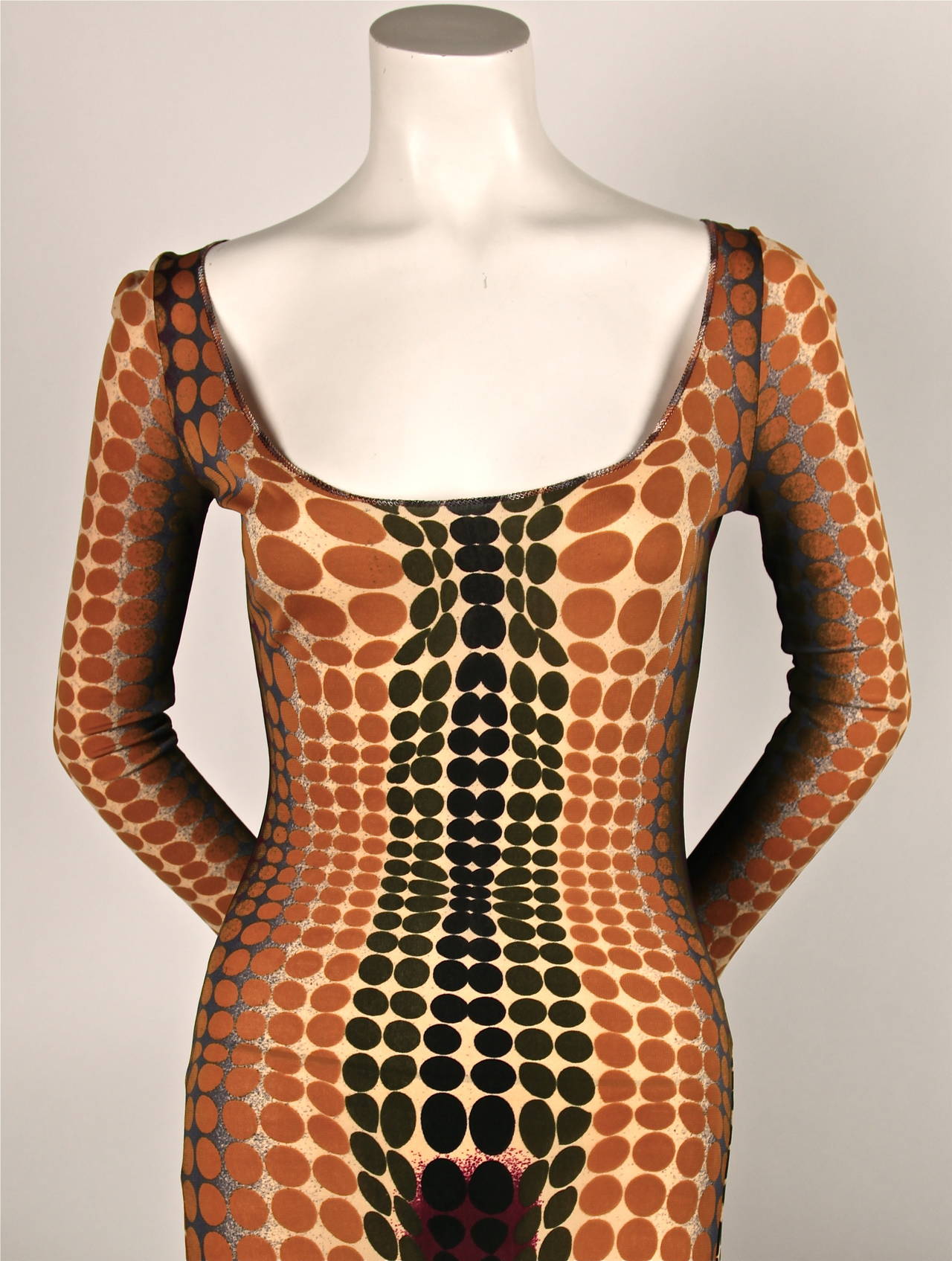 Very rare graphic op-art cyber print dress by Jean Paul Gaultier dating to the 