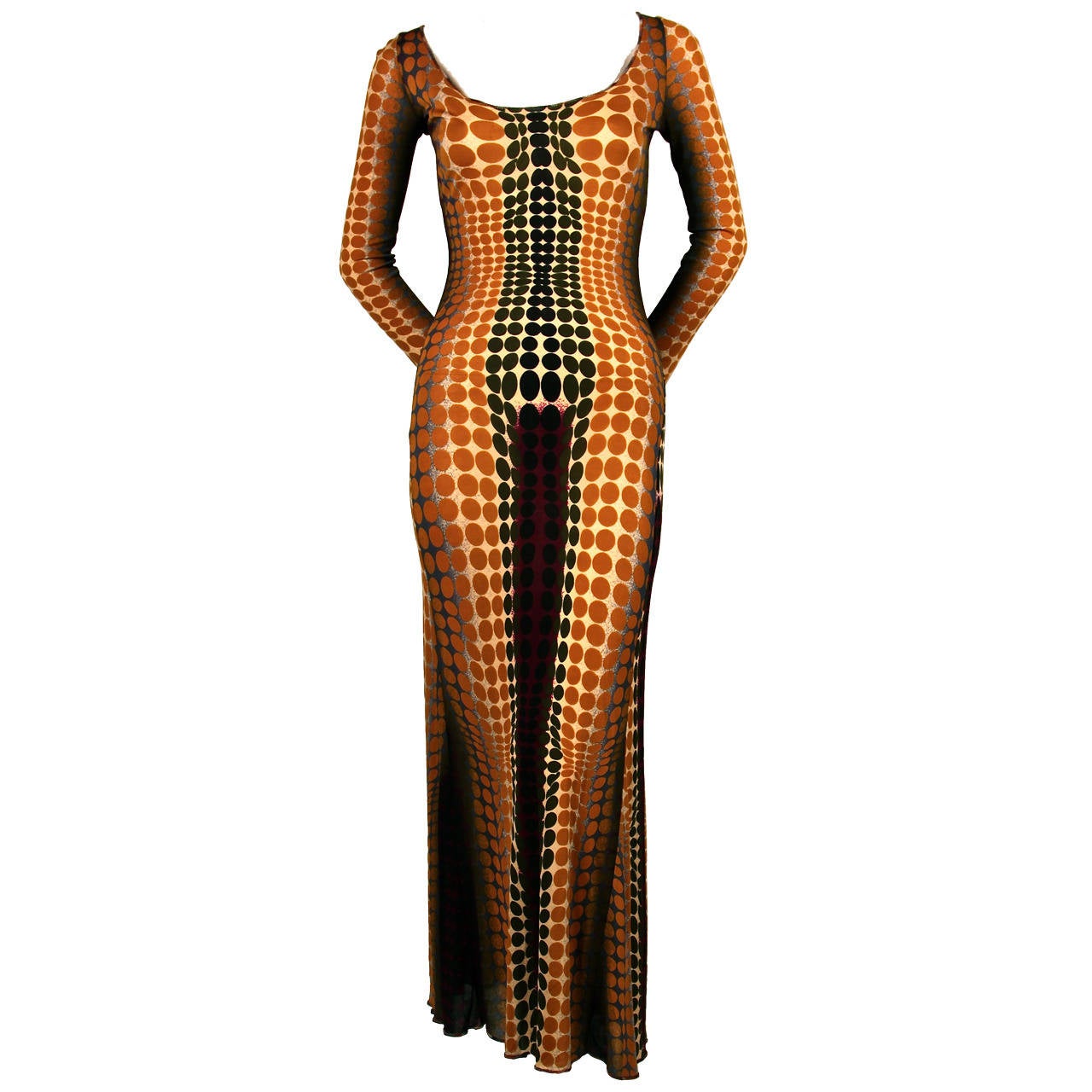 rare JEAN PAUL GAULTIER Op-art cyber print dress - 1995