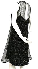 CHANEL silk printed dress with sheer net overlay - runway fall 2005