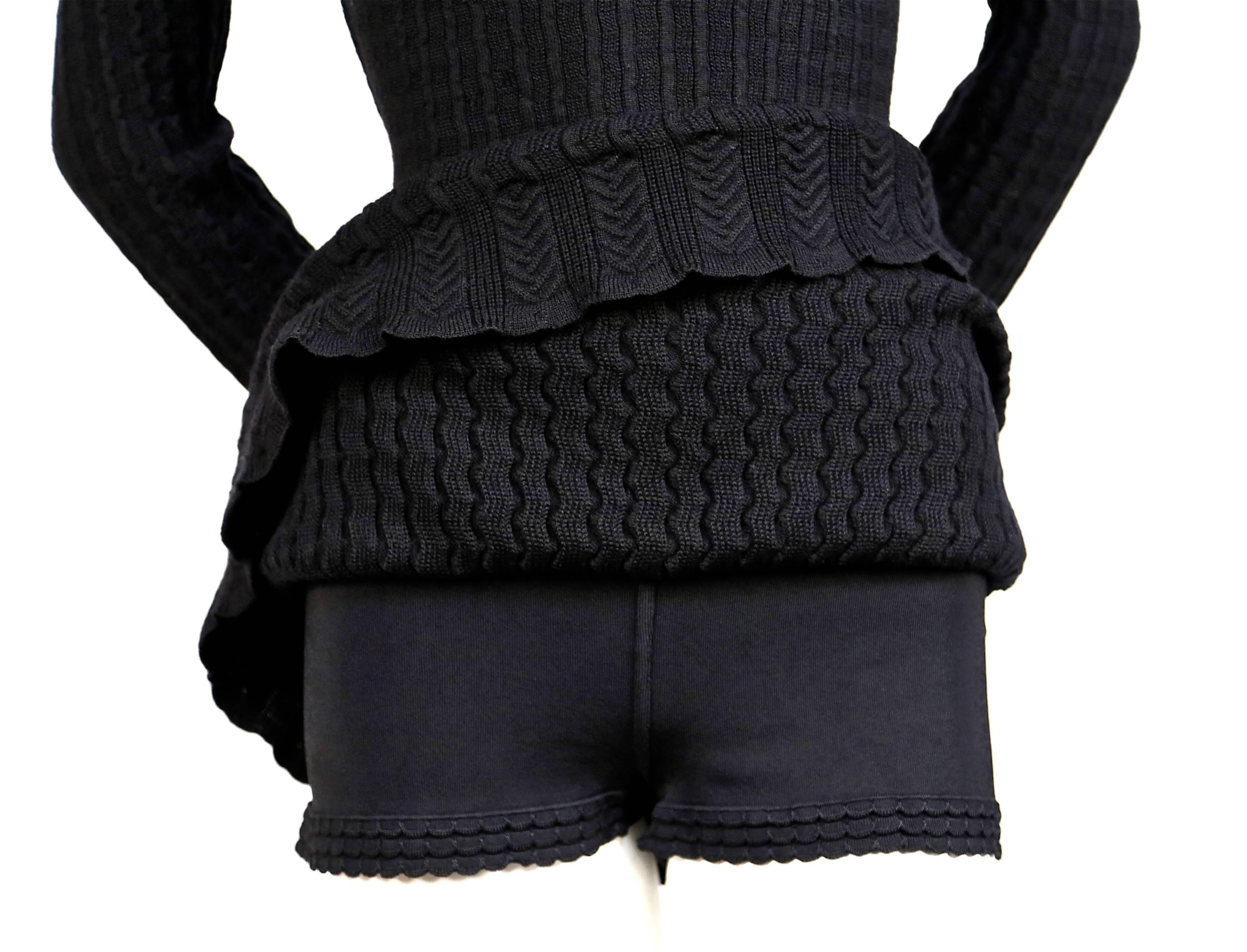 Azzedine Alaia jet black crocheted knit dress, 1990s   In New Condition In San Fransisco, CA