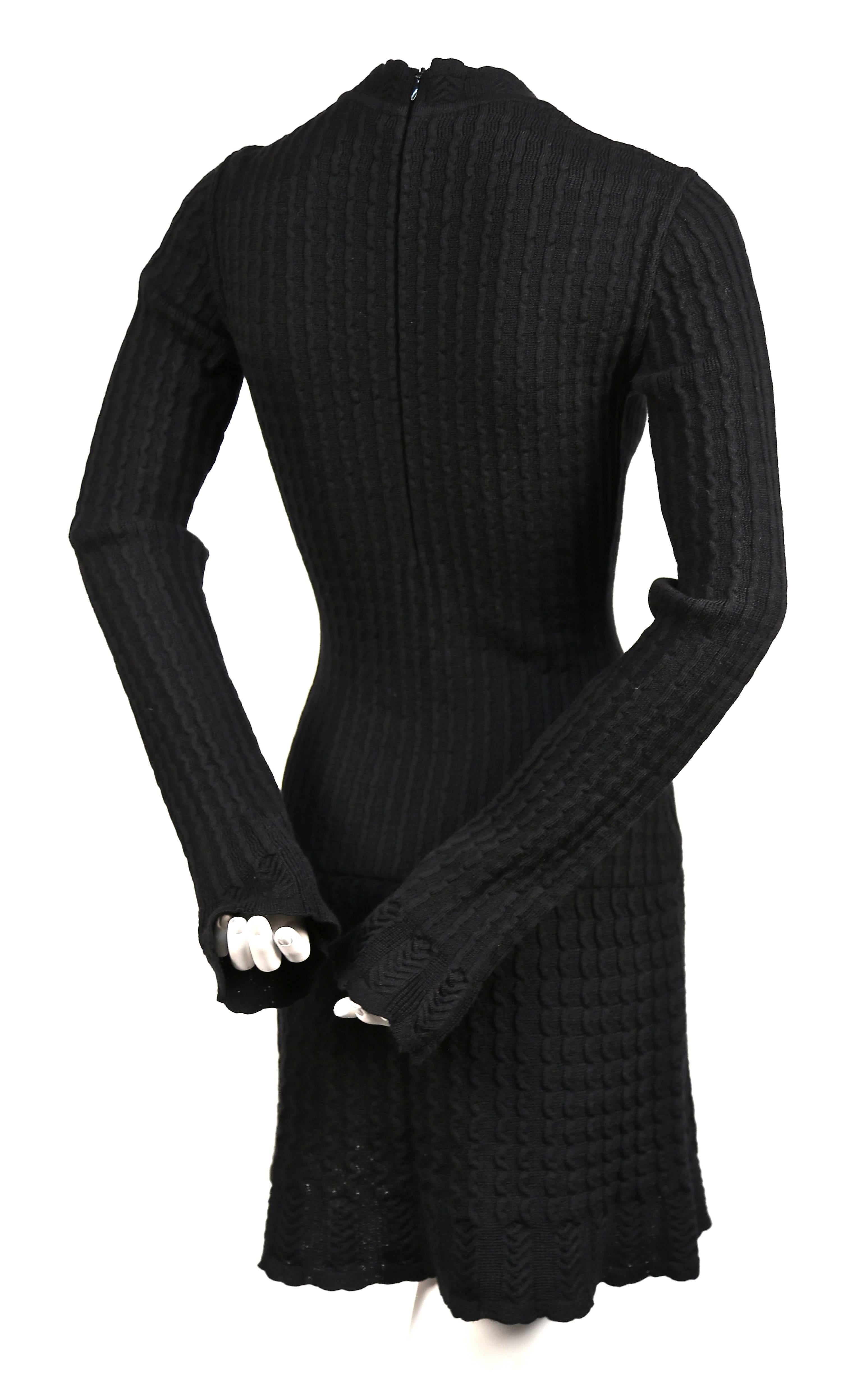 Black Azzedine Alaia jet black crocheted knit dress, 1990s  