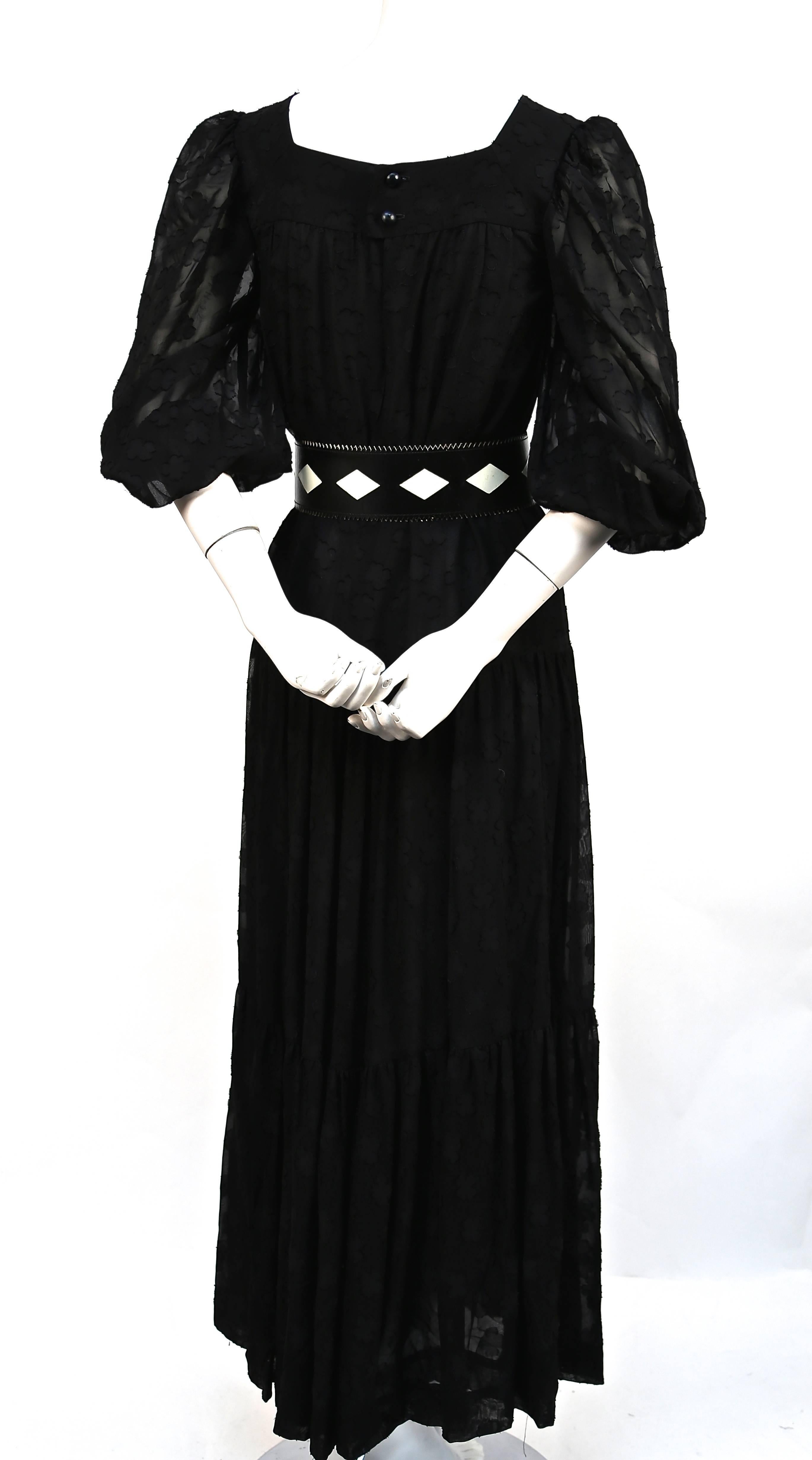 1970's YVES SAINT LAURENT black peasant dress In Excellent Condition In San Fransisco, CA