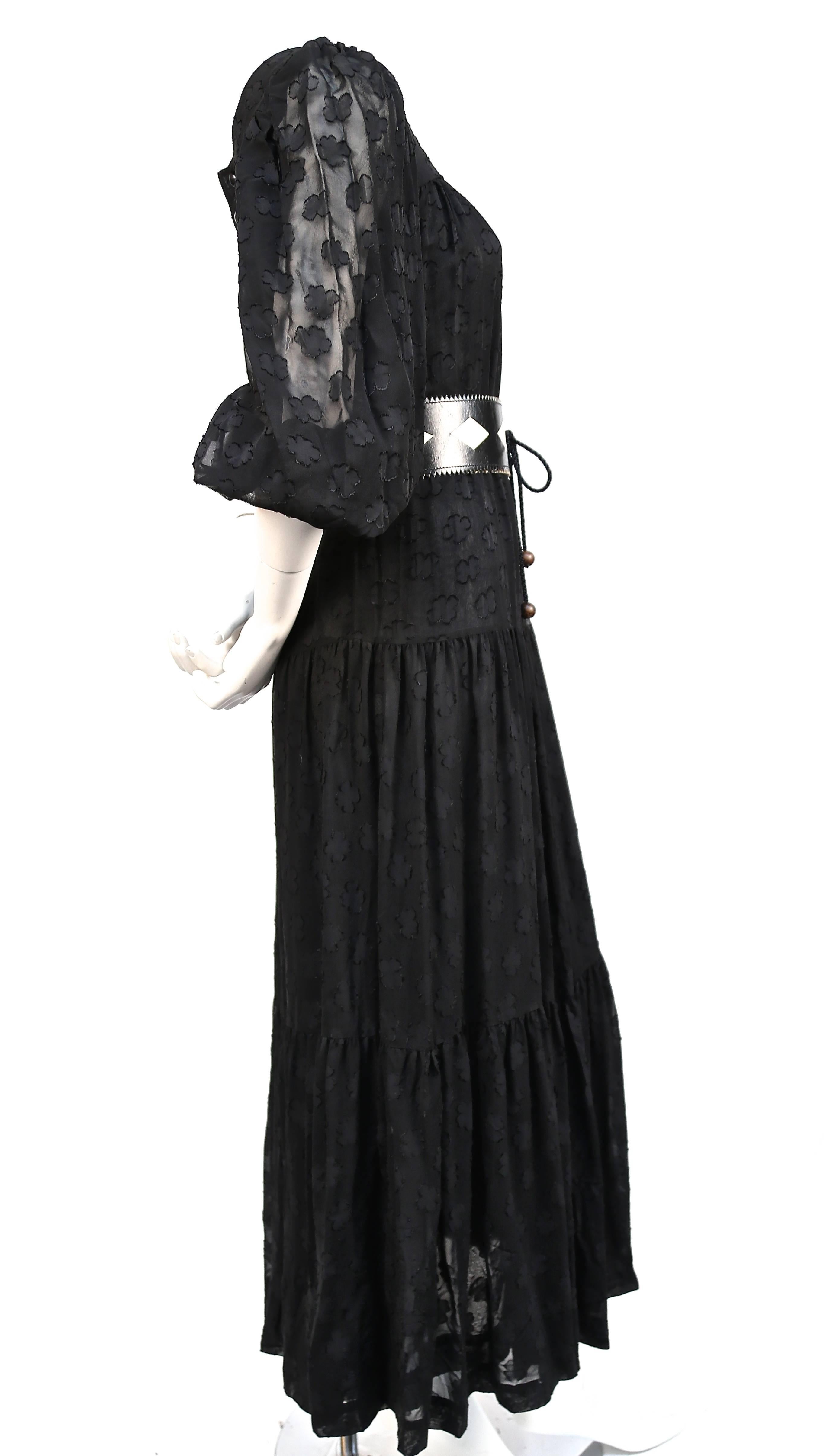 Black 1970's YVES SAINT LAURENT black peasant dress