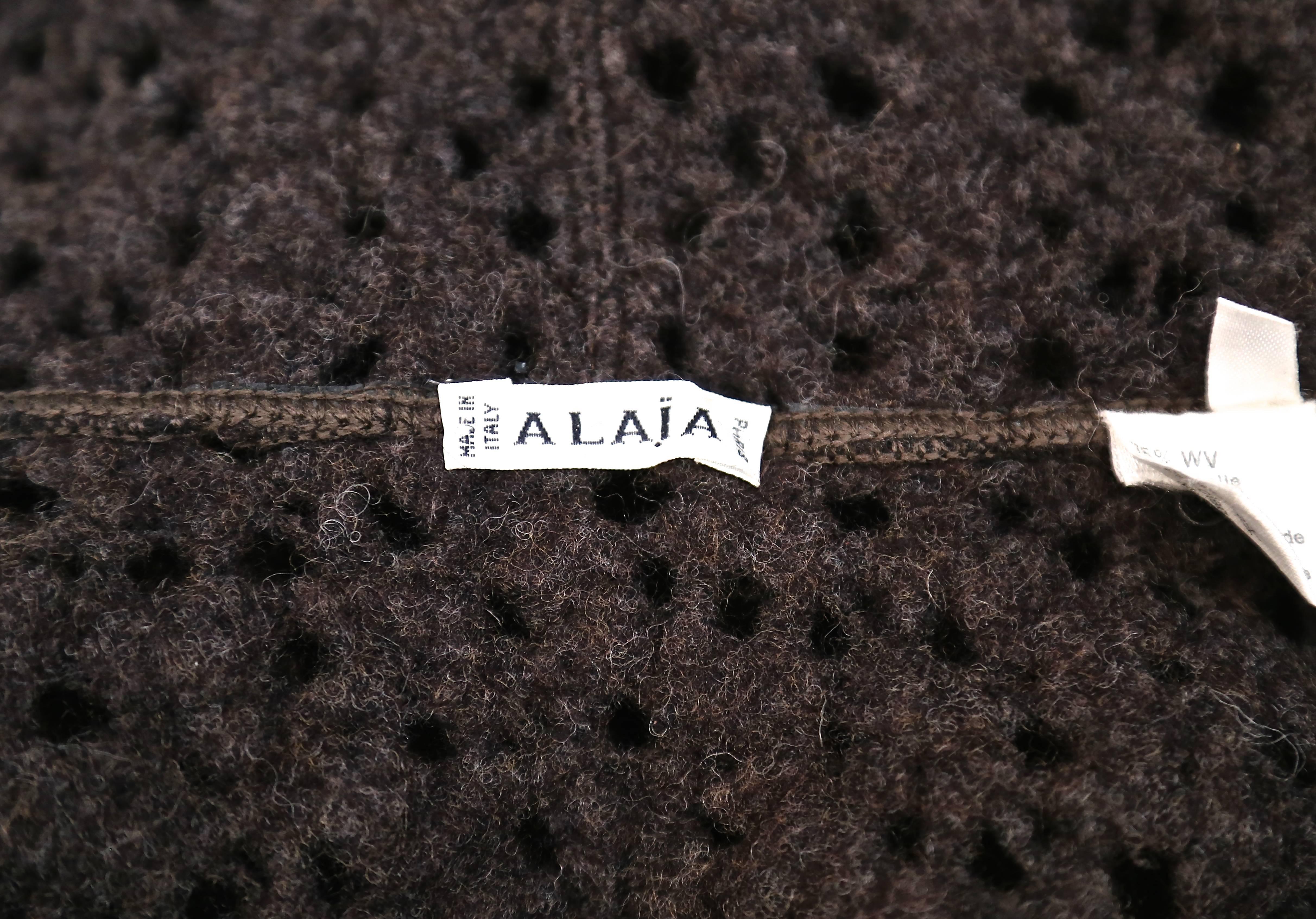 Women's 1990's AZZEDINE ALAIA brown open knit cropped jacket 