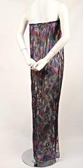 1970's YVES SAINT LAURENT sheer metallic strapless dress