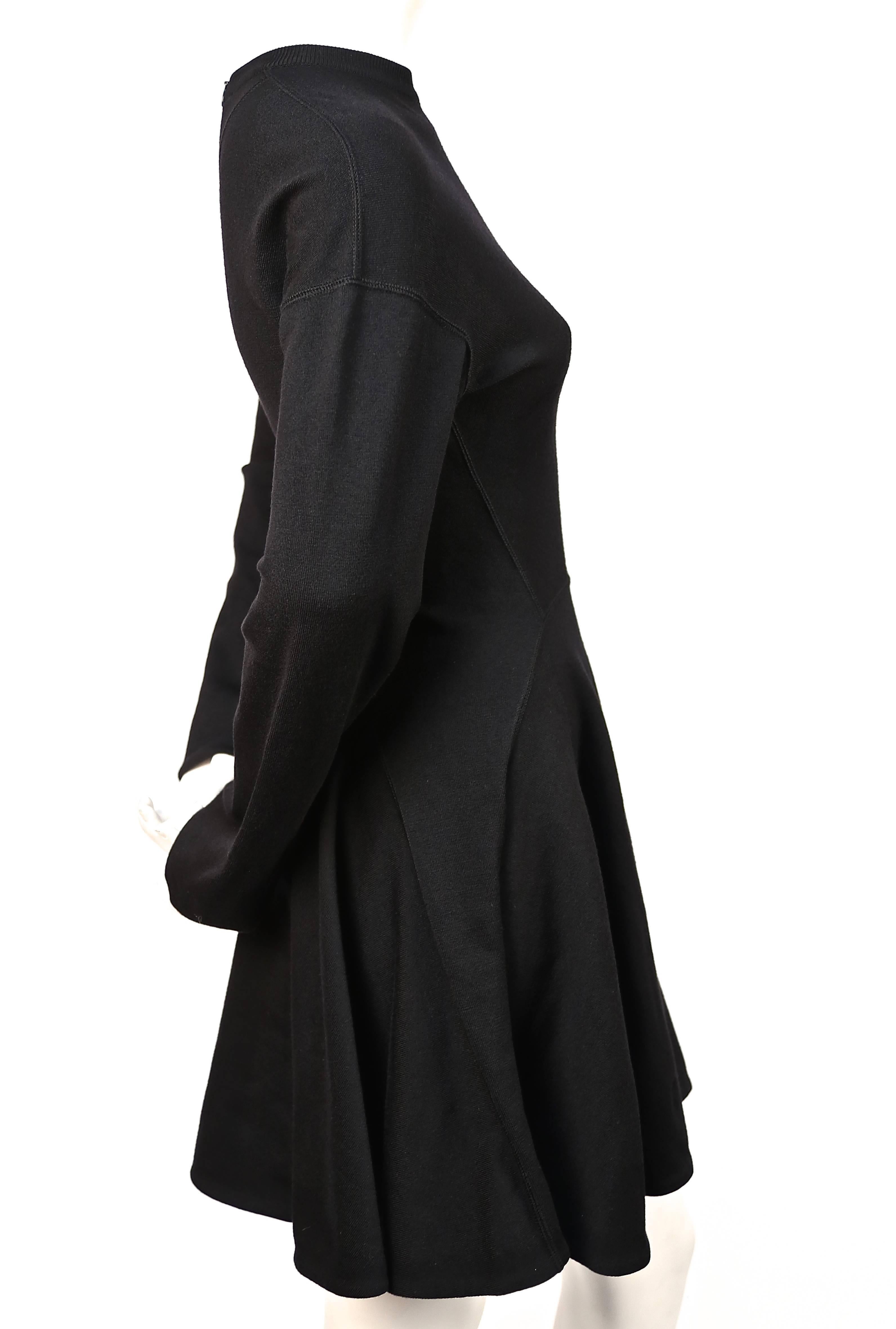 Black AZZEDINE ALAIA jet black seamed mini dress with full skirt