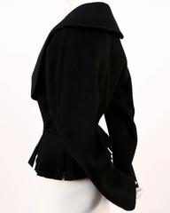 1990 AZZEDINE ALAIA black fitted wool jacket with fringed trim