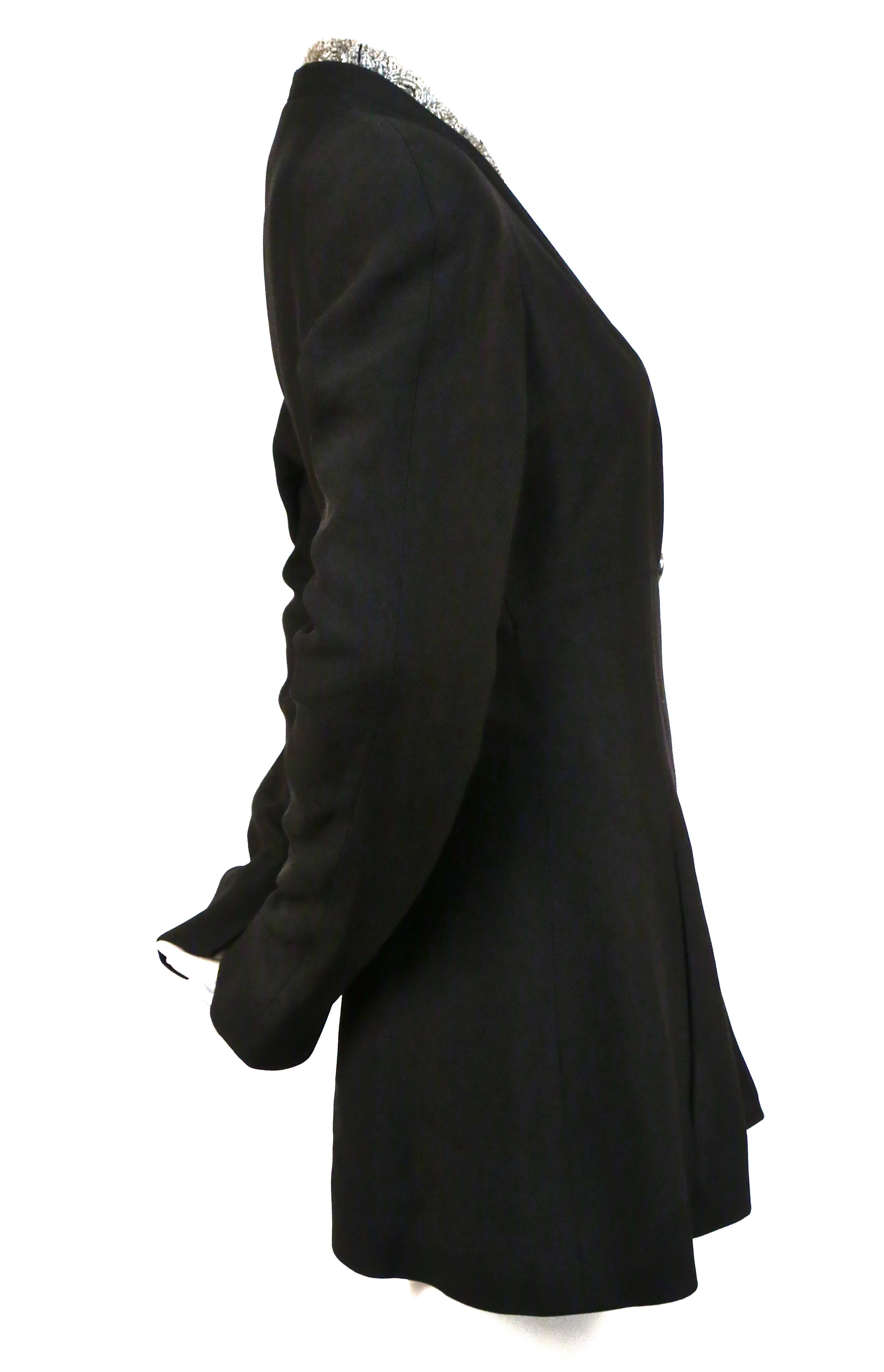 Black KARL LAGERFELD jacket with peplum hem and beaded collar