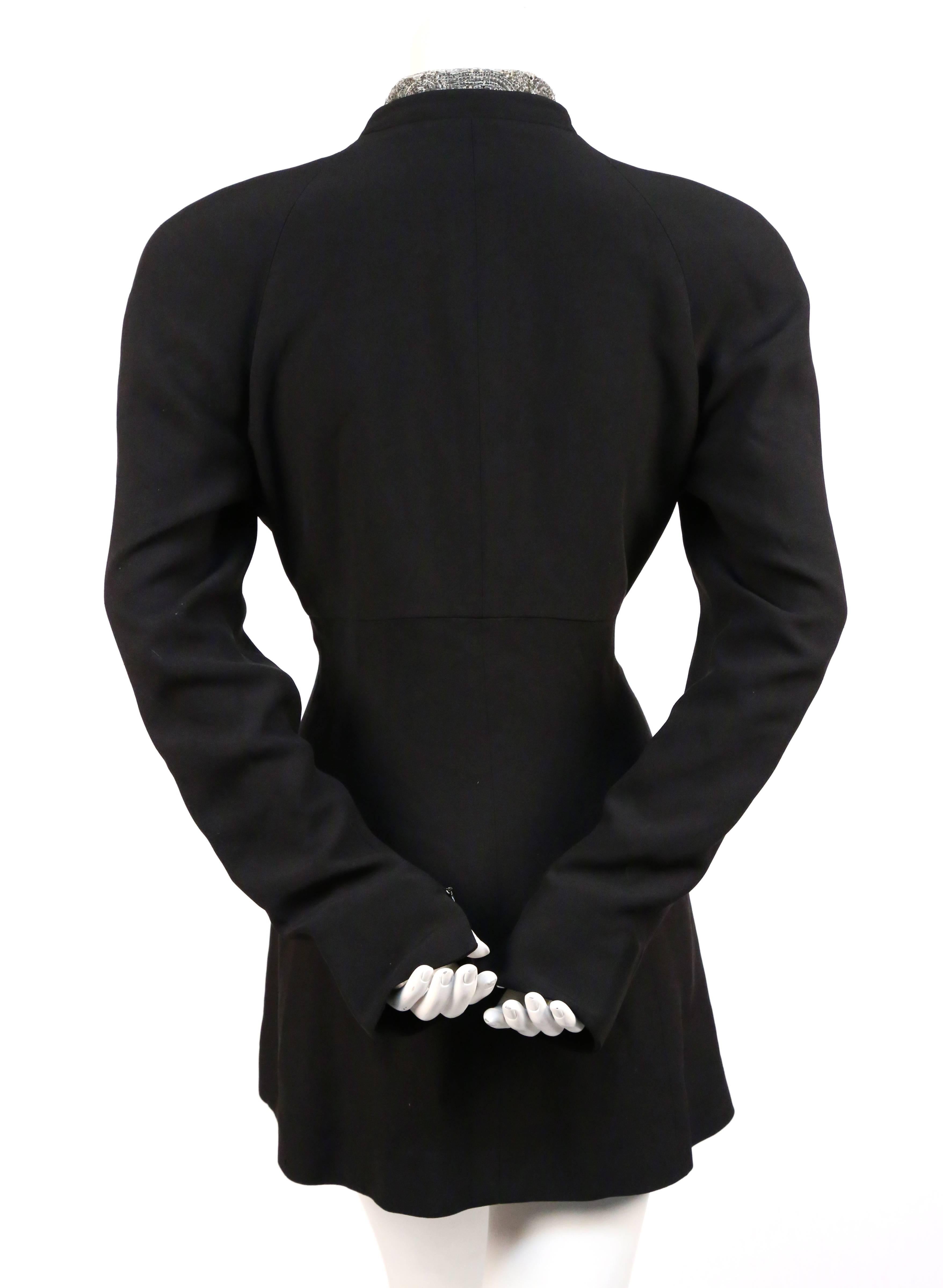 KARL LAGERFELD jacket with peplum hem and beaded collar In Good Condition In San Fransisco, CA