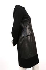 unworn CELINE by Phoebe Philo black wool and leather patchwork runway dress