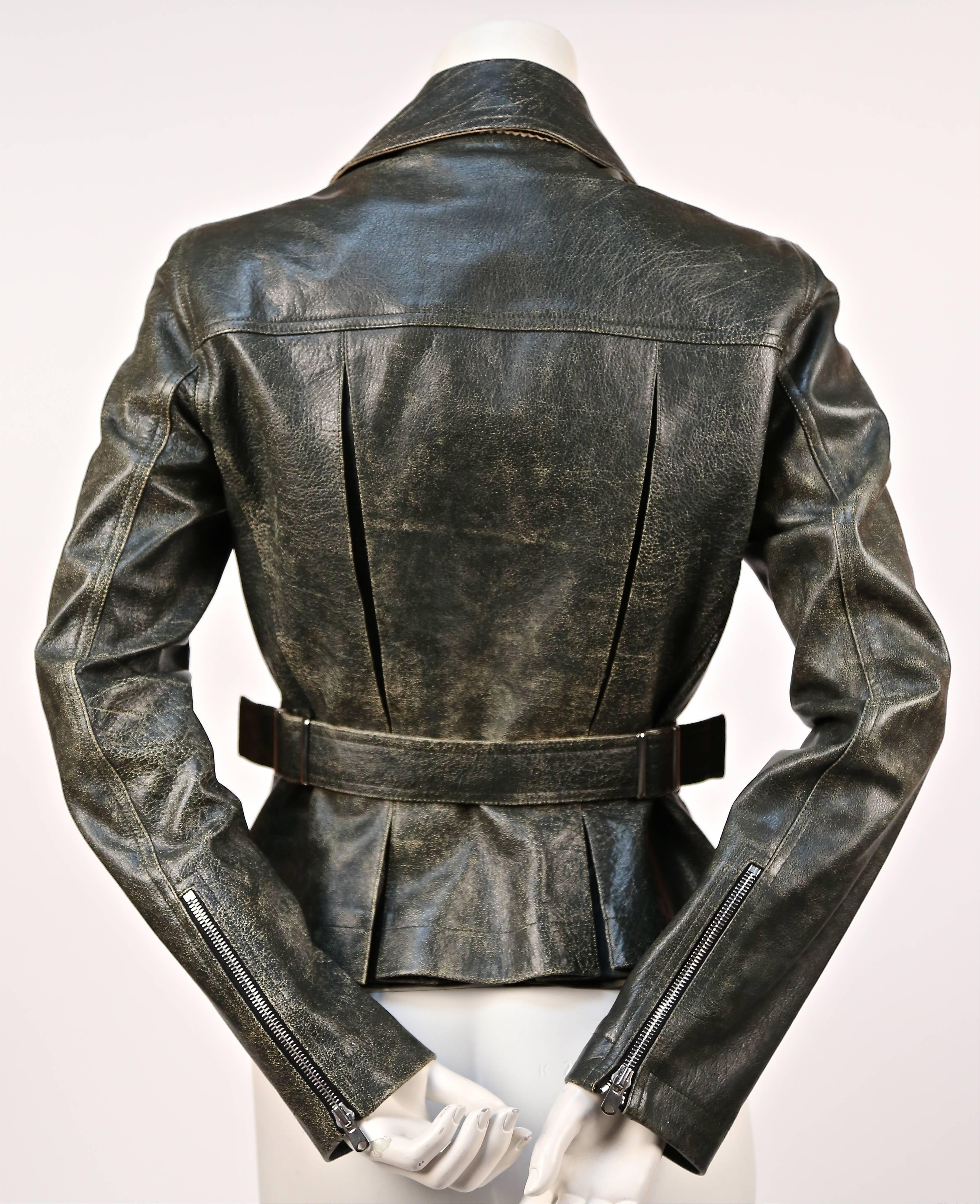 Black AZZEDINE ALAIA distressed leather motorcycle jacket