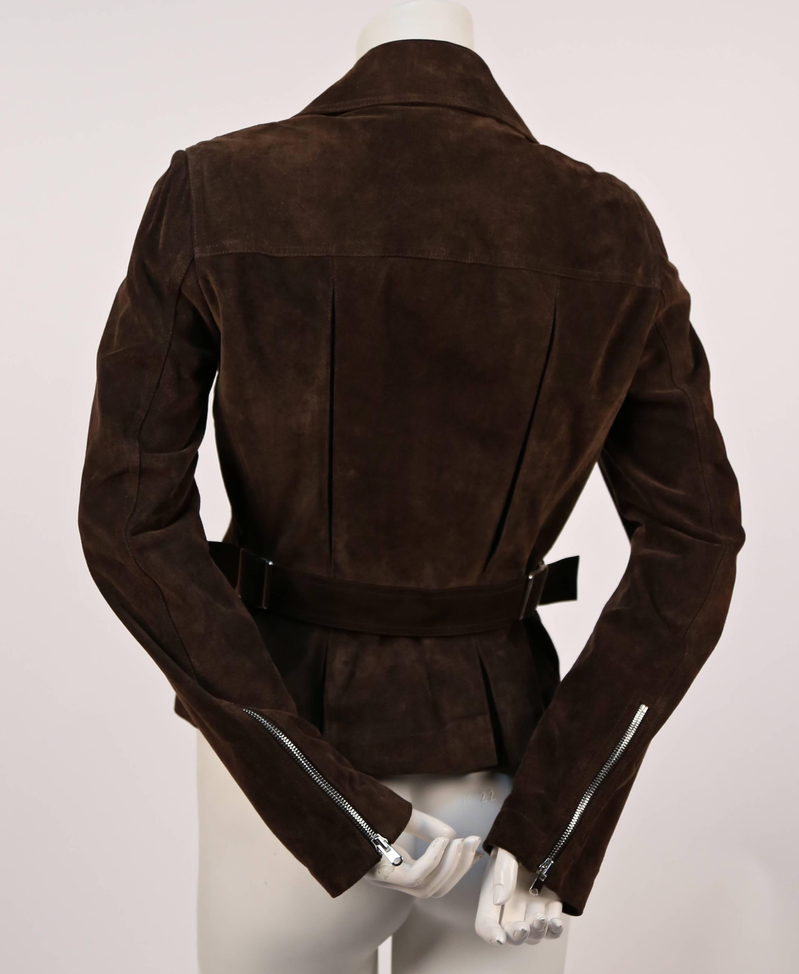 Black AZZEDINE ALAIA brown suede motorcycle jacket