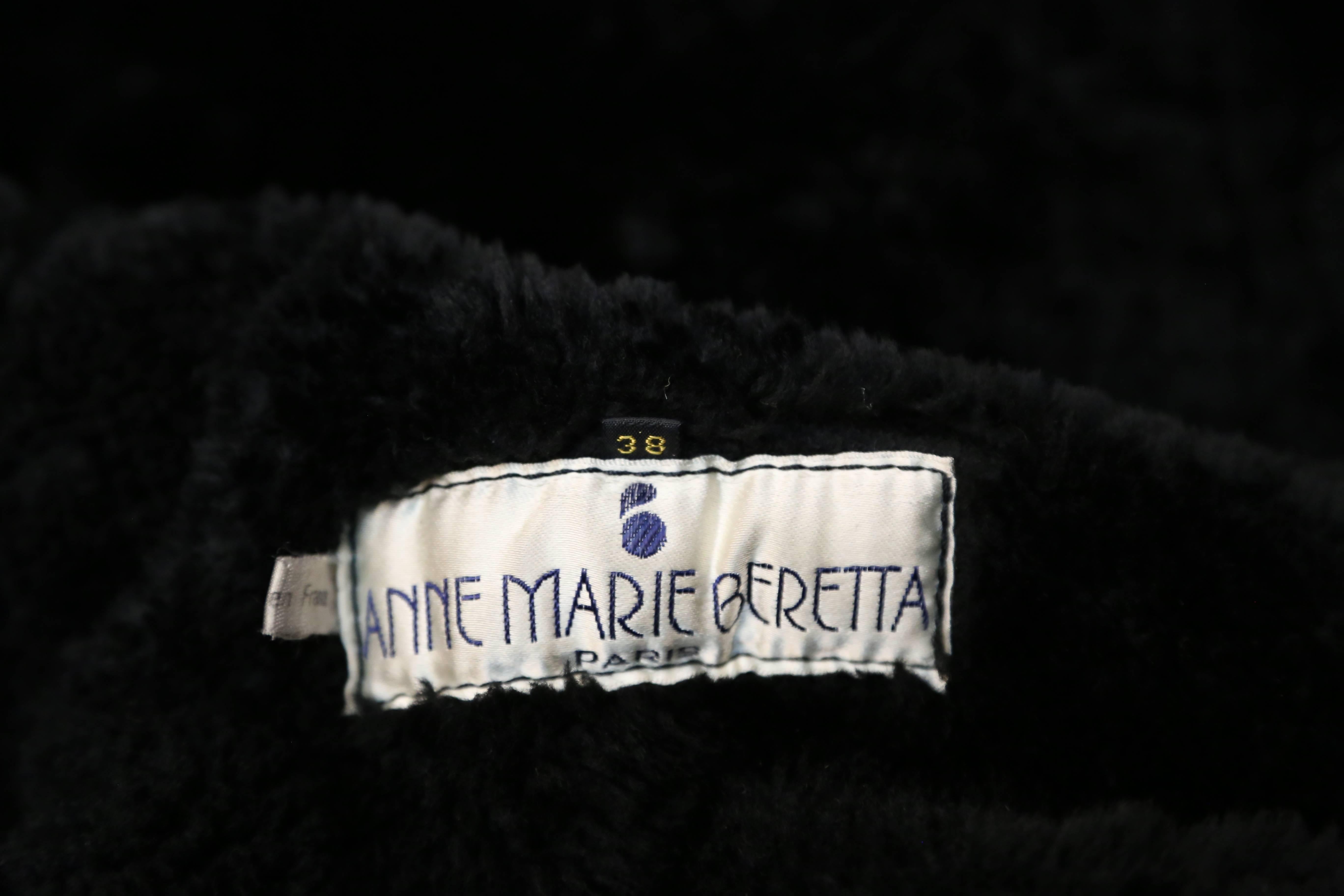 very rare 1980's ANNE MARIE BERETTA black shearling coat In Good Condition In San Fransisco, CA