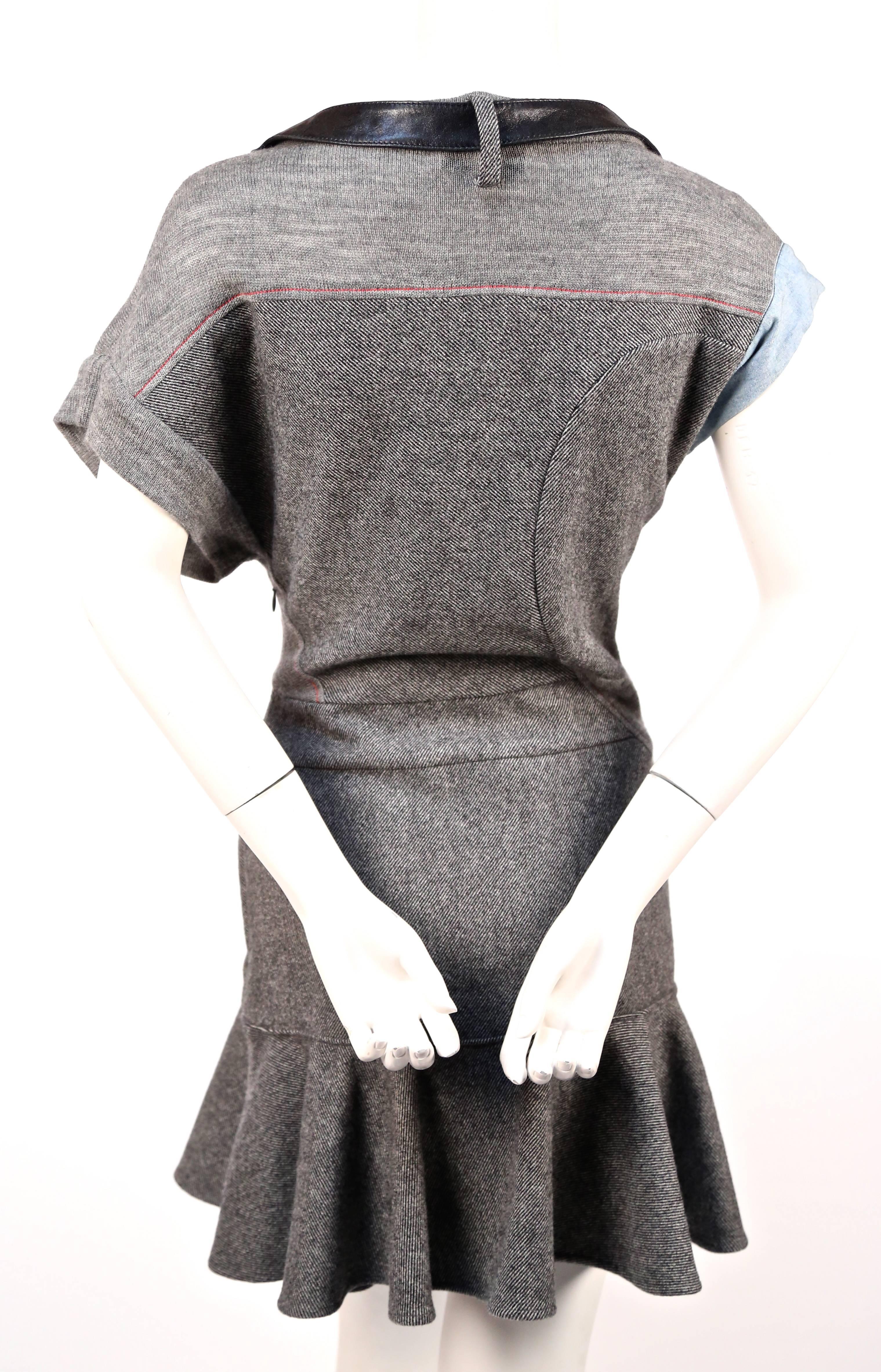 2002 BALENCIAGA by Nicolas Ghesquiere wool and leather patchwork dress In Excellent Condition In San Fransisco, CA