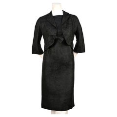 1960's Cristóbal Balenciaga haute couture black brocade dress and jacket