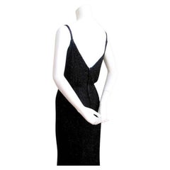 1960's CEIL CHAPMAN long black beaded gown