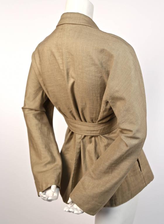 CELINE by Phoebe Philo tan linen jacket with high waist belt at 1stDibs