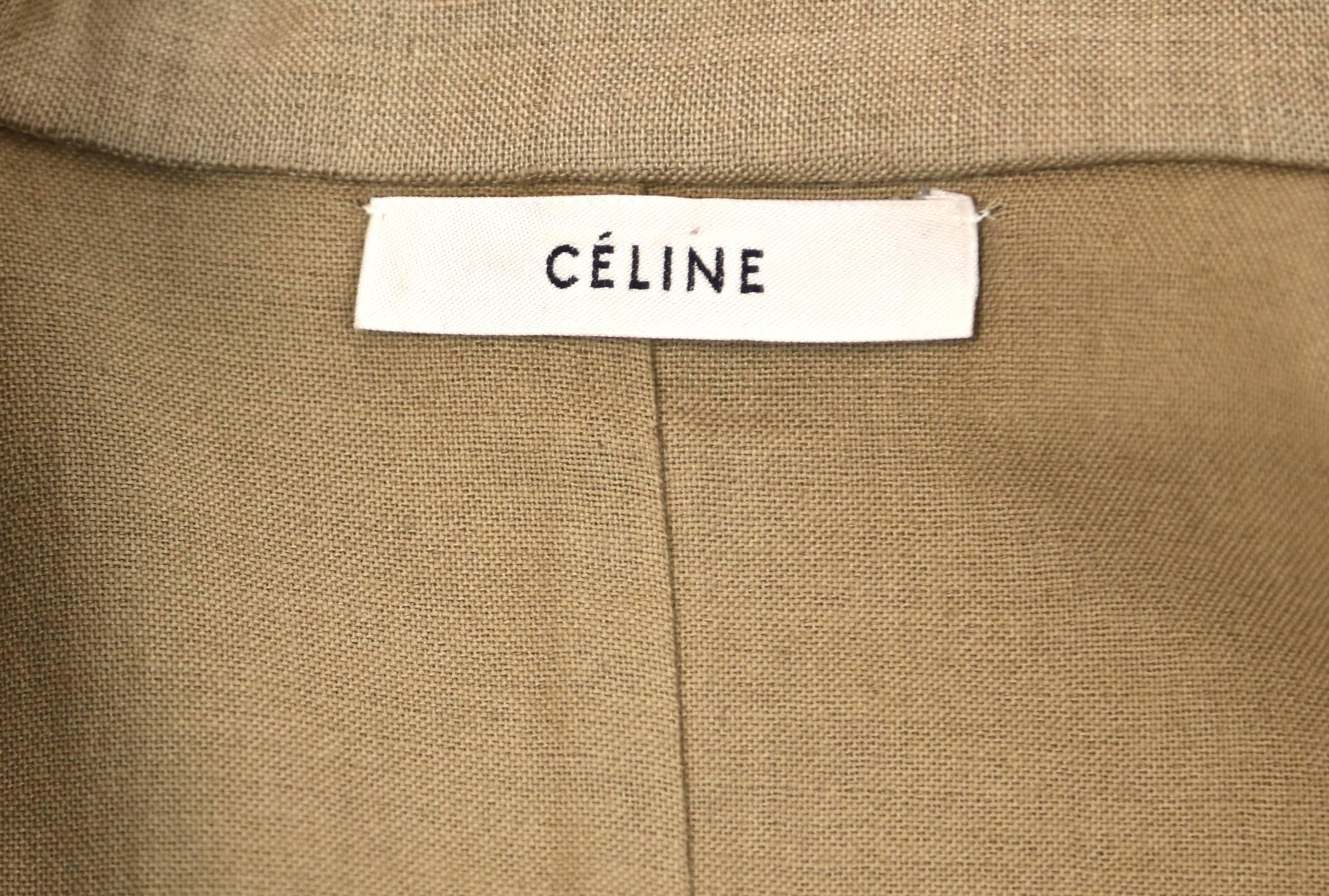 CELINE by Phoebe Philo tan linen jacket with high waist belt In New Condition In San Fransisco, CA