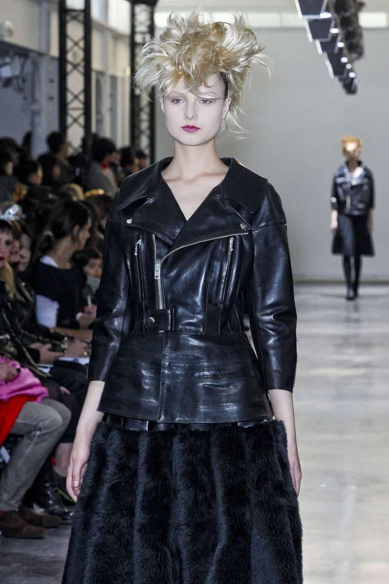 Junya Watanabe black leather jacket with peplum, runway fall 2011 1