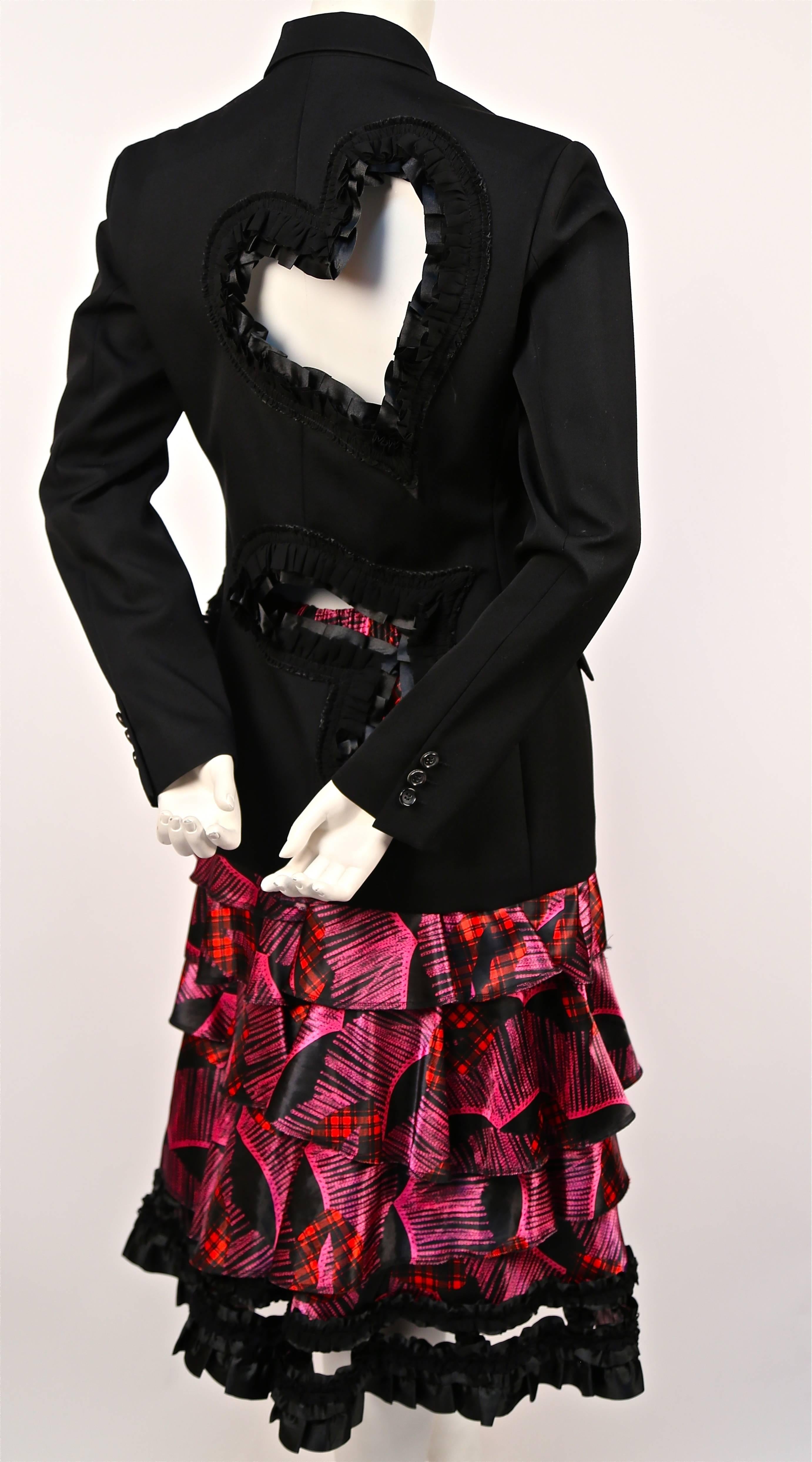 COMME DES GARCONS 'bad taste' runway blazer with open hearts and tiered skirt In Excellent Condition In San Fransisco, CA